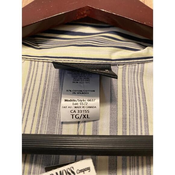 B.Moss Taylor XL button up blouse NWT womens white blue yellow striped vintage - Picture 5 of 6
